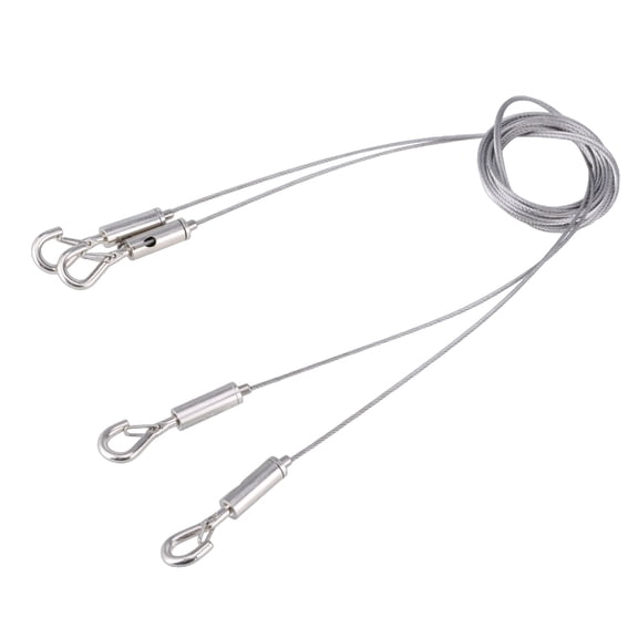 AOOOWER Stainless Steel Picture Hanger Cables Long Wire Adjustable Artwork Hanging Wires with Portable Hook 2 Pack Set