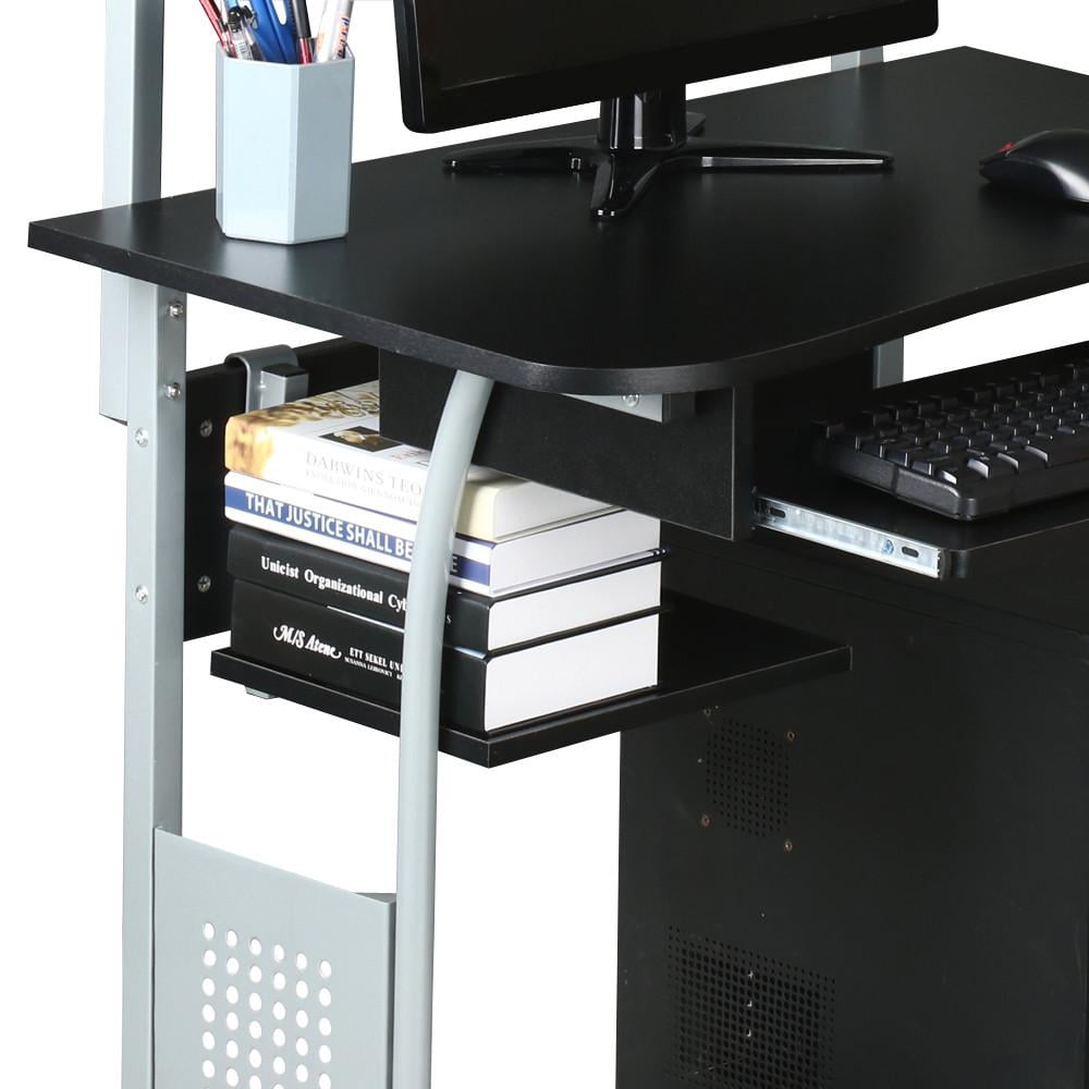 Alden Design Metal Portable Computer Desk with 4 Storage Shelves and Keyboard Tray, Black/Gray