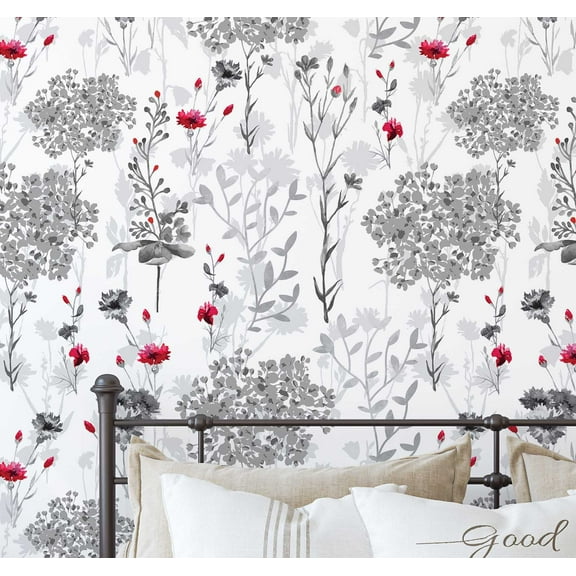 S4sassy Removable Nature-inspired Waterproof Wall Wrap, Wallcover, Grey Leaf Print Contact Paper for Walls, Cabinets, Dresser, Self Adhesive Vinyl Wallpaper Roll- Grey (25"x120")