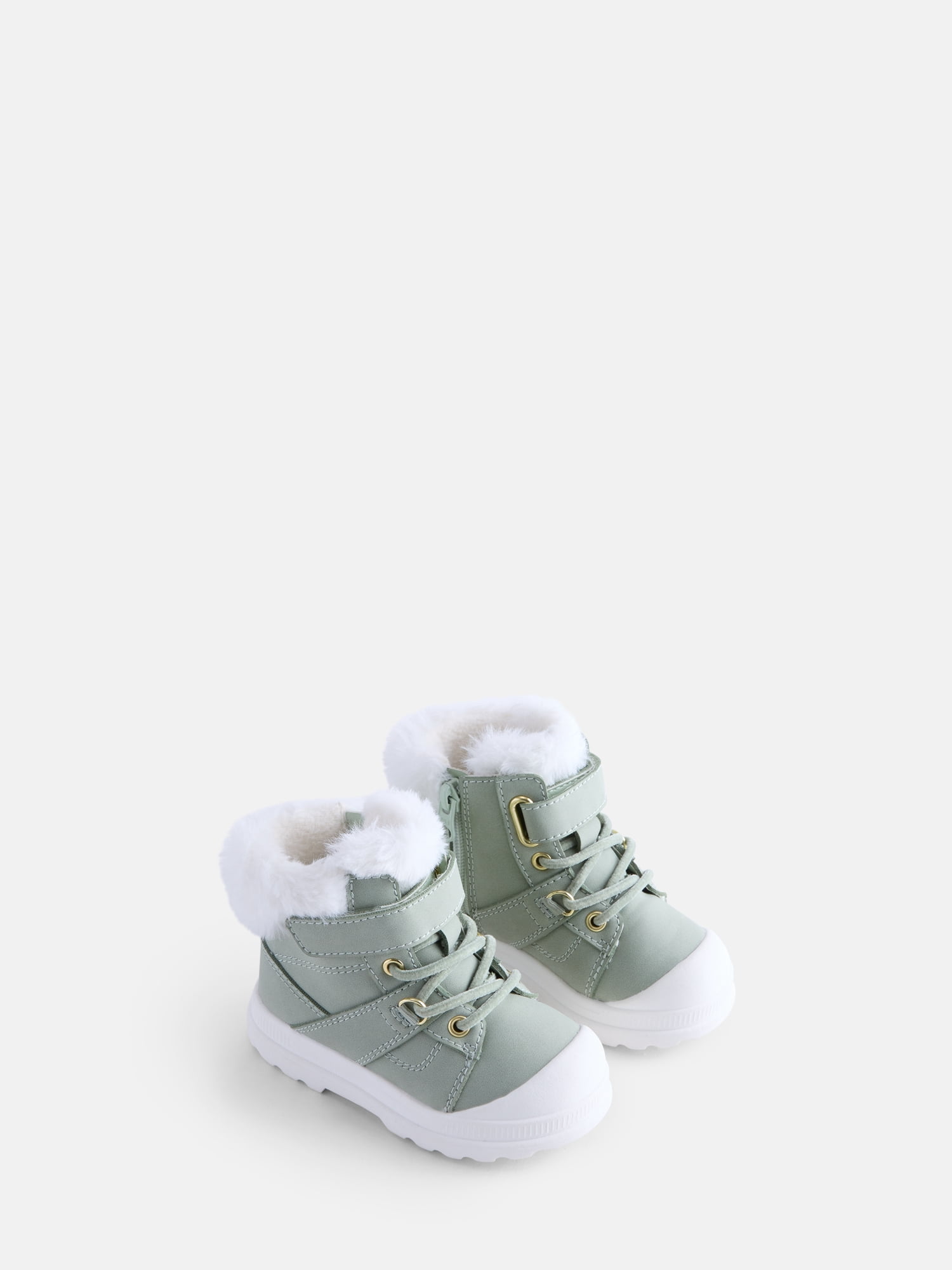 Wonder Nation Baby and Toddler Girls Winter Boots with Faux Fur Lining