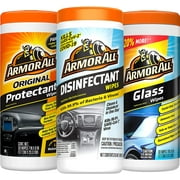 Armor All Protectant Wipes, Disinfectant Wipes, Glass Cleaner Wipes Variety Pack