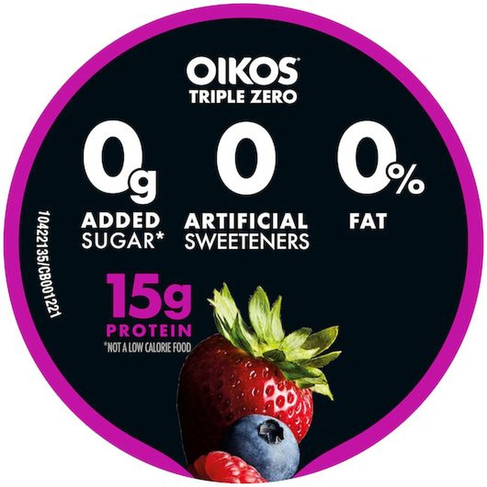 Oikos Organic Triple Zero Mixed Berry Nonfat Greek Yogurt, 5.3 Ounce -- 12 per Case.