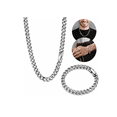 thumbnail image 1 of Collar Y Pulseras Cubana Cadena Acero Inoxidable 50+19/21cm Xtellar plateado, 1 of 4