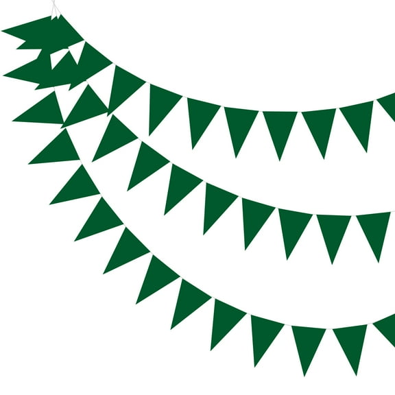 Uxcell 49ft Pennant Banner Flags, Felt Fabric Pennant Flags for Carnival Wedding Birthday Party Decorations Green