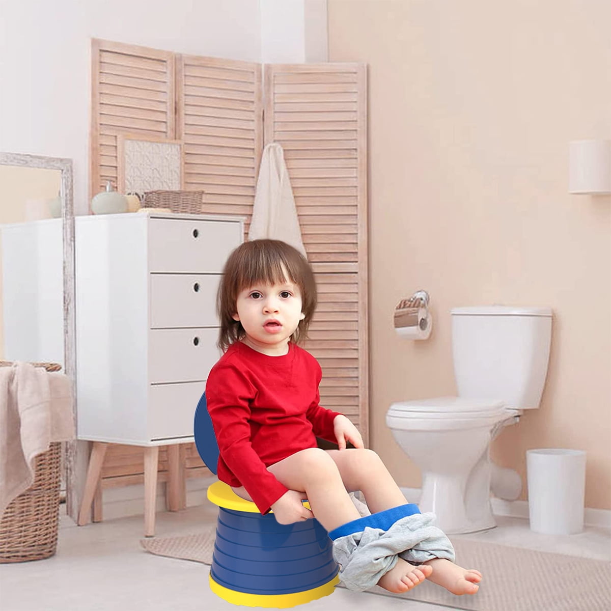 IXTIX Portable Potty for Kids Toddlers Foldable Travel Potty Potty Training Seat with Cleanng