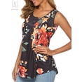 thumbnail image 5 of Gustave Women Buttons Up Neck Flowy Tank Tops Casual Floral Print Sleeveless T Shirts Summer Blouse Vest Plus Size "Black, S", 5 of 9
