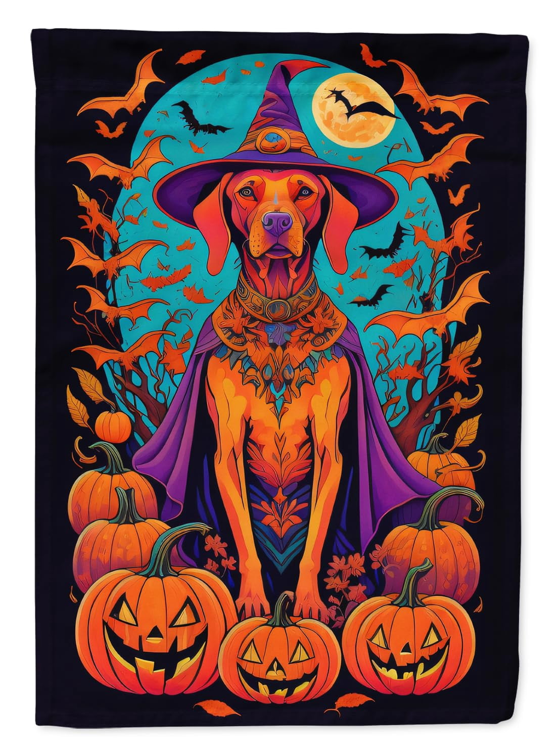 Saint Bernard Witchy Halloween Garden Flag 11.25 in x 15.5 in
