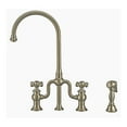 thumbnail image 4 of Whitehaus Twisthaus Plus Bridge Faucet with Gooseneck Swivel Spout, Cross Handles and Solid Brass Side Spray, 4 of 5