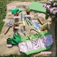 thumbnail image 3 of Garden Tools Set, 10-Piece Heavy Duty Garden Hand Tools Kit with Wooden Handle, Durable Organizer Bag for Garden Supplies, Gardening Gifts for Women Grandmother, Pink Floral Pattern, 3 of 6