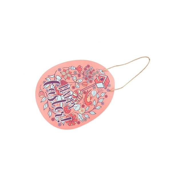 Injueey Happy Easter Cuerda Colgante Chips Decoración de dibujos animados Carta Puerta Autoensamblaje Etiqueta colgante Signo Inicio Kits de decoración para fiestas Carta de Pascua feliz