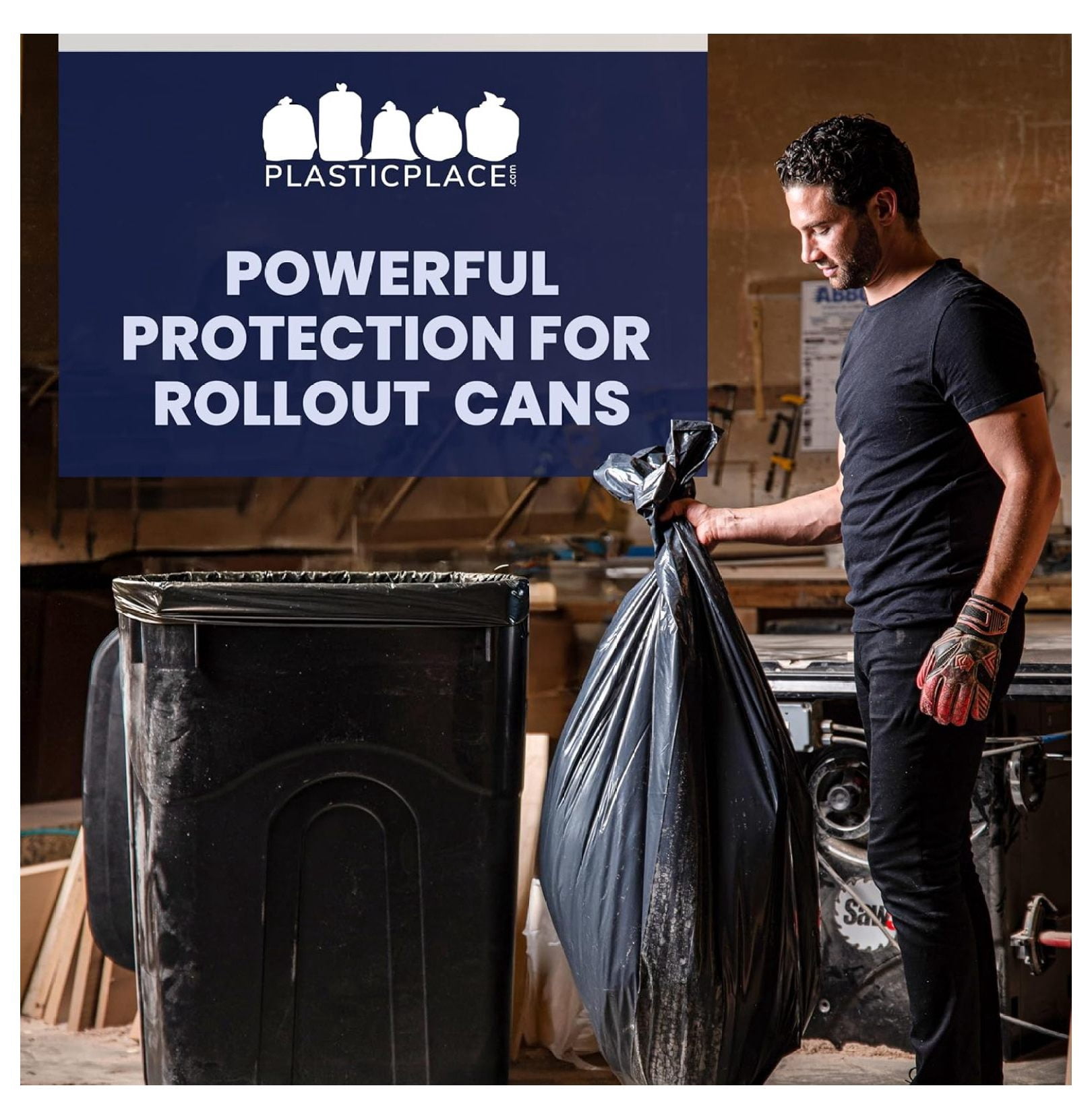 95-96 Gallon Trash Bags Heavy Duty - 50 Count - Puncture Resistant Garbage Bags for Rollaway Cans & Drums - Durable Large Plastic Bags