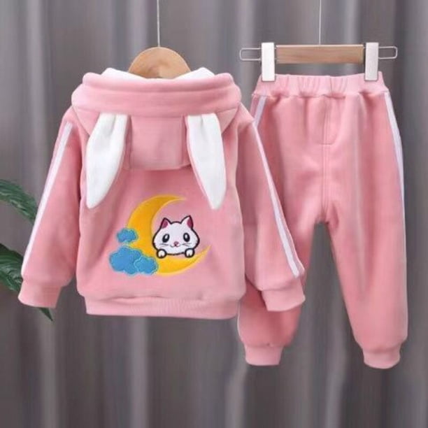 Conjunto de ropa para niñas recién nacidas de otoño e invierno, además de terciopelo grueso con capucha, ropa para niños pequeños, traje cálido para niños, Navidad 0-5Y18M Gao Jinjia LED