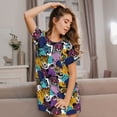 thumbnail image 3 of Daiia Chemise de Nuit Rétro Imprimé Panthère pour Femmes, Manches Courtes, Robe Douce, 3 of 6