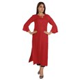 thumbnail image 4 of Moomaya Solid Rayon Kurta For Women bell Sleeve Drawstring Neck Long Ethnic Kurti, 4 of 7