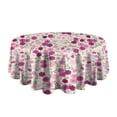 thumbnail image 5 of Pink Pioneer Flower Pattern Round Tablecloth 60"x60",Wrinkle Wipeable Table Cloth for Kitchen Dining Room Picnic Patio Party, 5 of 6