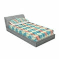 thumbnail image 3 of Ambesonne Abstract Fitted Sheet & Pillow Sham Set, Vintage Colors Fifties, Full, Multicolor, 3 of 3
