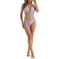 thumbnail image 2 of INSPIRE CHIC Women's Halter Bikini Sets 2 Piece Double Lace Up Tie Back Triangle Bottoms Swimwear Bathing Suits Medium Purple, 2 of 5