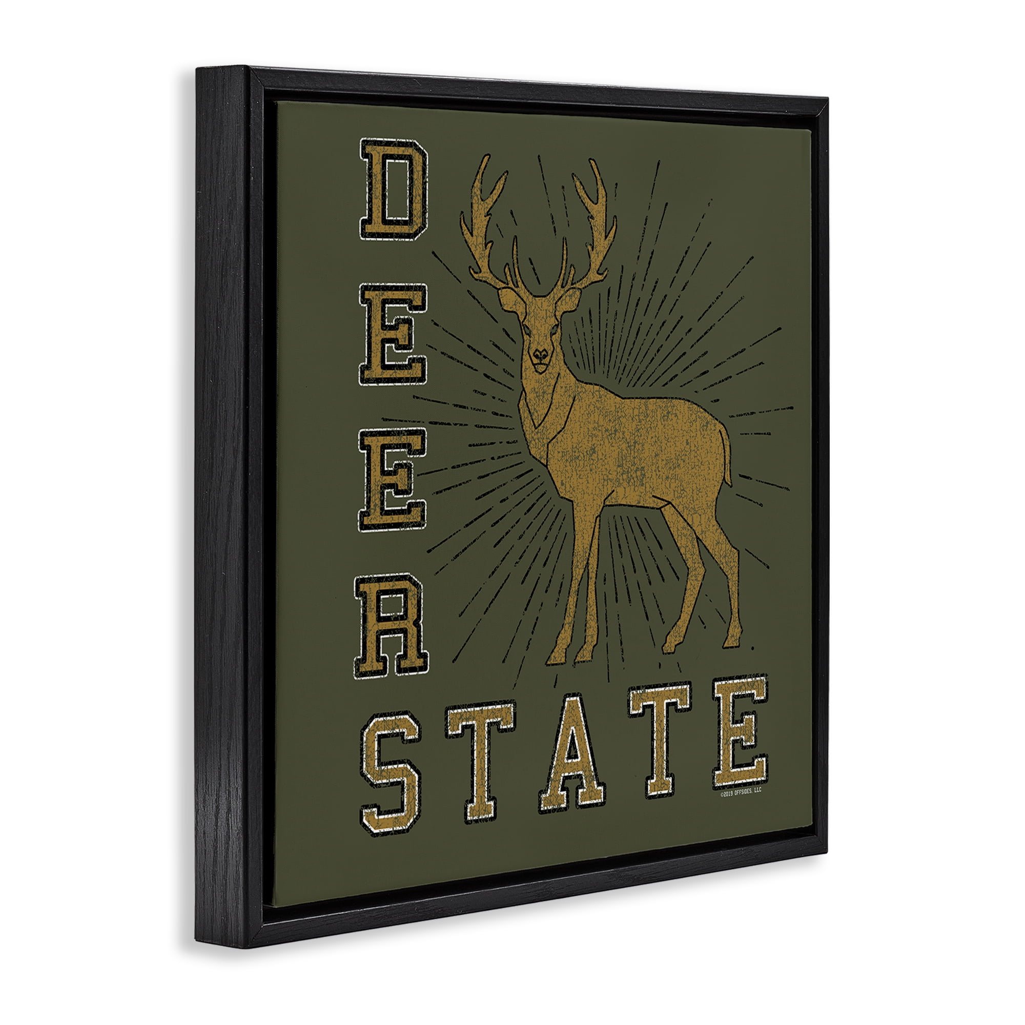 Stupell Industries Vintage Deer State Novelty & Humor Painting Black Floater Framed Canvas Art Print Wall Art, 18 x 18
