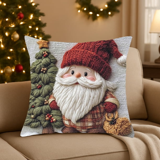 Fundas de Almohada Navideñas de 45 X 45 Cm, Decorativas, con Tela Suave y Cremallera Oculta para Decoración Del Hogar.