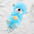 thumbnail image 3 of Calma y acurruca a la nutria con luces musicales, juguete de peluche portátil para bebé (azul), 3 of 9