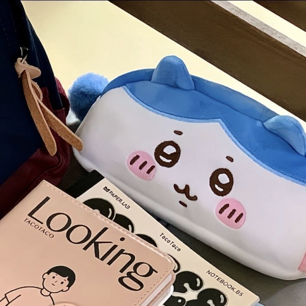 Chiikawa Cute Hachiware Embroidered Pencil Case Usagi Cartoon Large Capacity Stationery Box Pen Storage Organizer