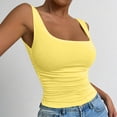 thumbnail image 4 of longantii Women's Square Neck Cropped Camisole, Slimming Fit Ruched Sleeveless Running Tank Top for Summer Fashion Clothing 2026 Yellow S, 4 of 7