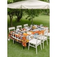 thumbnail image 3 of Outdoor Tablecloth with Umbrella Hole and Zipper, Orange Pumpkin Gnomes Fall Rectangle Table Cloth 60x84 Inch Waterproof Tablecloth, Thanksgiving Leaf Black White Plaid Branches Picnic Table Cover, 3 of 7