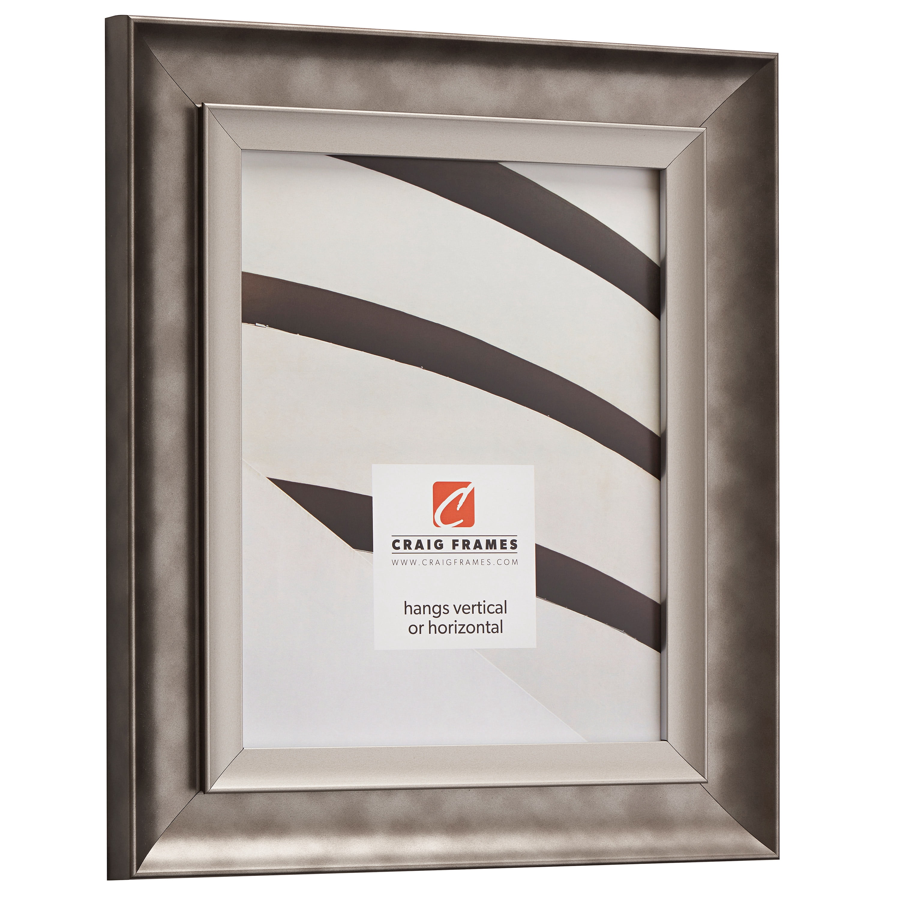 Craig Frames Ventura, 22x28 inch Pewter and Silver Picture Frame Matted for a 18x24 Photo