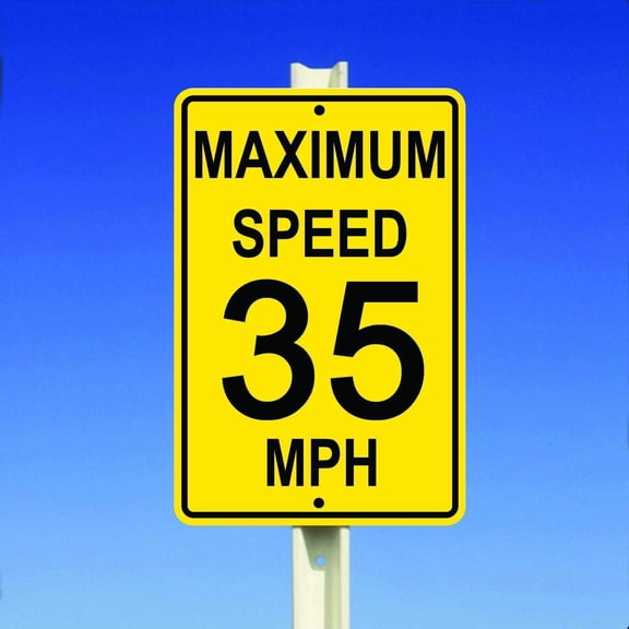 Maximum Speed Limit 35 Mph Metal Poster Wall Art Decor Tin Sign (Aluminum) Size: 12 x 16 inch