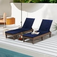 thumbnail image 2 of Gymax Lot de 2 Chaises Longues de Patio Inclinables avec Dossier Réglable à 3 Positions et Coussin Brun et Bleu, 2 of 6