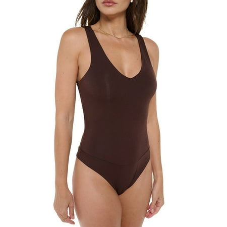 Women s Sleeveless V-Neck Tank Top Bodysuit  Sexy Casual Cute Going Out Top Body Suit  Trendy Spring Summer 2024(Choco Medium Size)