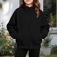 thumbnail image 2 of Girls Sweatshirt Nelozsy Children's Solid Color Winter Zippered Long Sleeve Sweatshirt Coat With Thumbholes And Pockets Black 120, 2 of 8