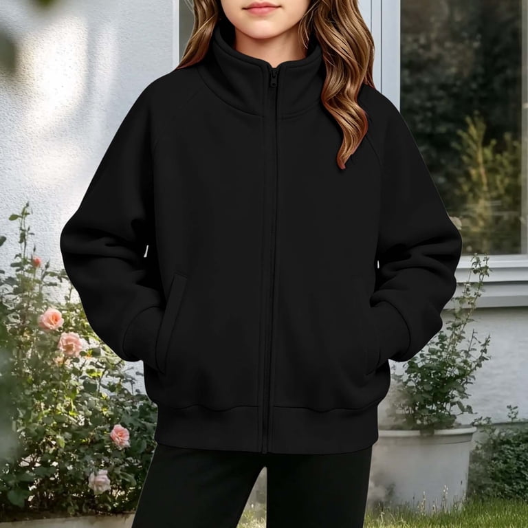 Xcmzpl Zip-up Sweatshirts for Girl Raglan Long Sleeve Fall Stand ...