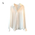 thumbnail image 2 of Chemise Boutonnée Style Décontracté pour Femmes Chemises de Voyage Randonnée Travail Réunion Réunion de Travail Polyester Blouse à Revers Manches Longues Vêtements Vêtements Blanc G, 2 of 9