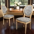 thumbnail image 2 of GDF Studio Newman French Country Upholstered Dining Chairs, Set of 2, Black and White Patterned Fabric and Natural, 2 of 11