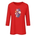 thumbnail image 6 of Charella Women's Floral Printed Tops Flower Graphic Tee Casual Crew Neck 3/4 Sleeve Shirts Loose Fit Clothes (3XL, Red), 6 of 6