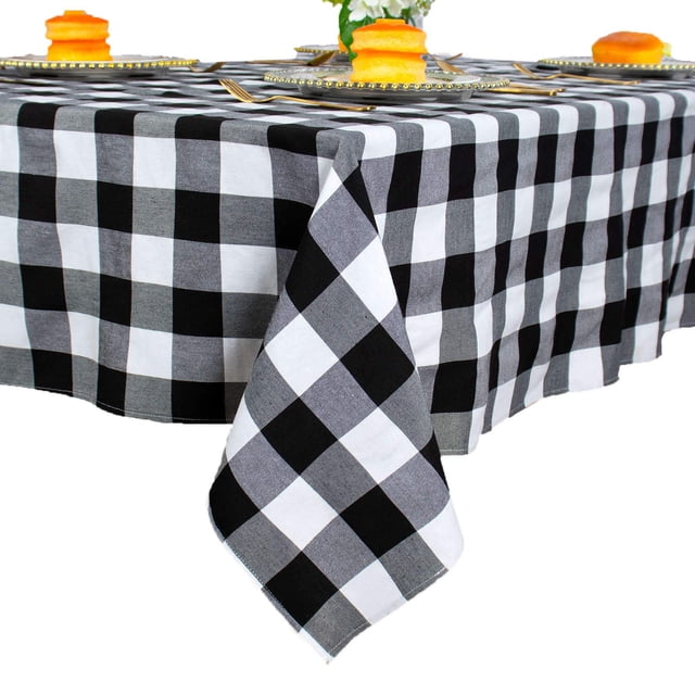 Mantel cuadrado ShinyBeauty de 137 x 137 cm, color blanco y negro