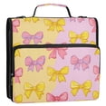 thumbnail image 2 of Water-Resistant 3-Ring Binder Organizer with Multiple Pockets Zipper Binder Bag for Office Yellow and Pink Bows, 2 of 8