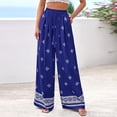 thumbnail image 6 of Women Plus Size Pants Wide Leg Palazzo 2026 Summer Boho Trousers Spring Flowy Beach Vacation Wear, #02 Royal Blue, XL, 6 of 6