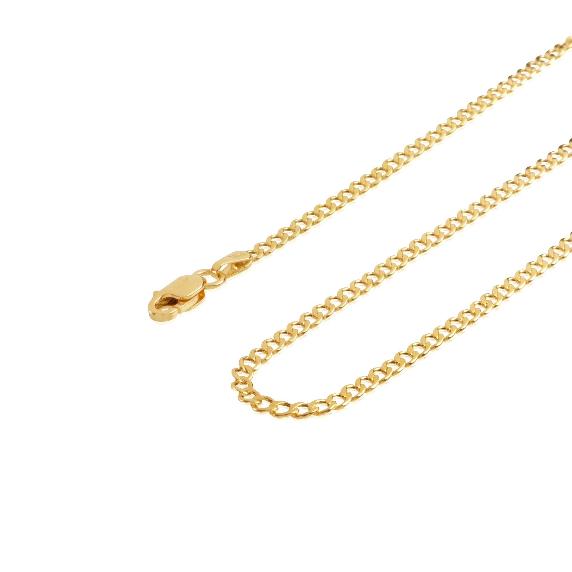 1.2mm 14k Gold Curb or Cuban Chain Necklace with Spring Ring 