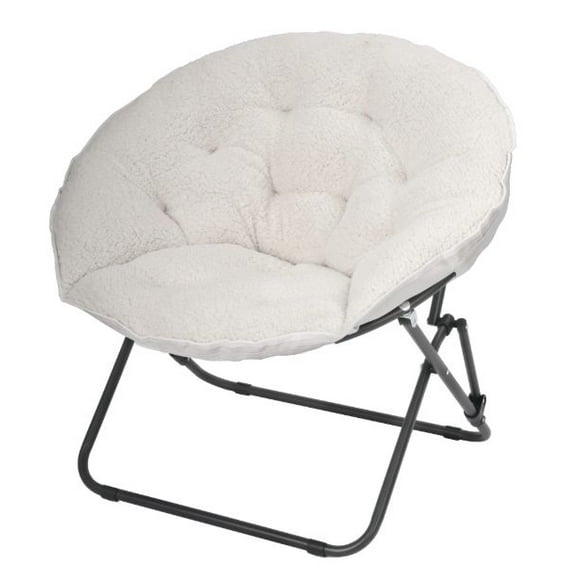 Mainstays Saucer Chair for Kids and Teens, White Faux Shearling