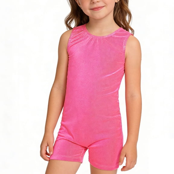 YMNXA Toddler Kids Girls Dance Romper Sleeveless Round Neck Solid Color Comfortable Slim Fit Jumpsuit Bodysuit For Performance Gymnastics Practice,Red,3-4 Years