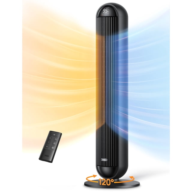 Dreo Calentador de ventilador, calentadores eléctricos de 42 pulgadas para uso interior con termostato, 5 niveles de calor y 12 niveles de ventilador, oscilación de 120°, temporizador de 12 horas, sil