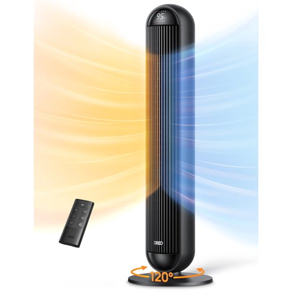 Dreo Calentador de ventilador, calentadores eléctricos de 42 pulgadas para uso interior con termostato, 5 niveles de calor y 12 niveles de ventilador, oscilación de 120°, temporizador de 12 horas, sil