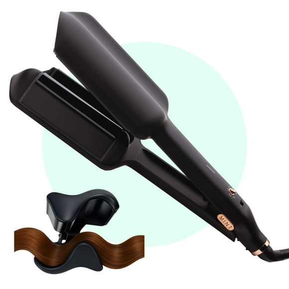 MINT Double Barrel Mermaid Hair Waver for Long Hair | Ionic Deep Waver Tool Creates Volume &amp; Large Beach Waves | Wave Crimper Tool | Waving Iron with Adjustable Temperature