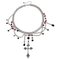 thumbnail image 1 of Collar con diseño de nicho de joyería de estilo europeo y americano con doble capa de borlas de perlas de imitación y mariposa de amor para mujer, 1 of 6