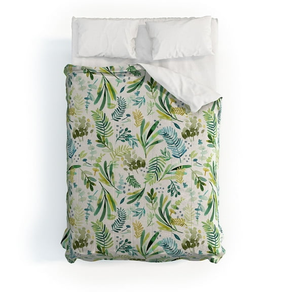 Society6 Ninola Design Tuscany Olive Green Leaves Comforter Cotton Full
