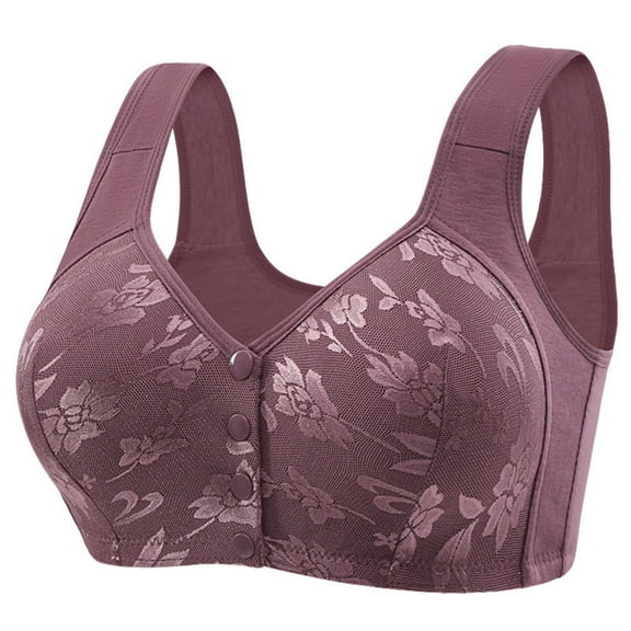 Lenpel Women's Plus Size Bras Comfort Full Coverage Supportive Front Closure Bralettes for Seniors Soft Everyday Bras