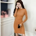 thumbnail image 2 of Robe Mi-Longue à Col Roulé Automne et Hiver, Robe Ajustée pour Femmes, 2 of 3