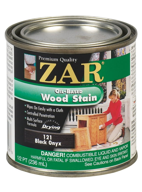 Zar 12106 Oil Based Wood Stain, Black Onyx, 1/2 Pint